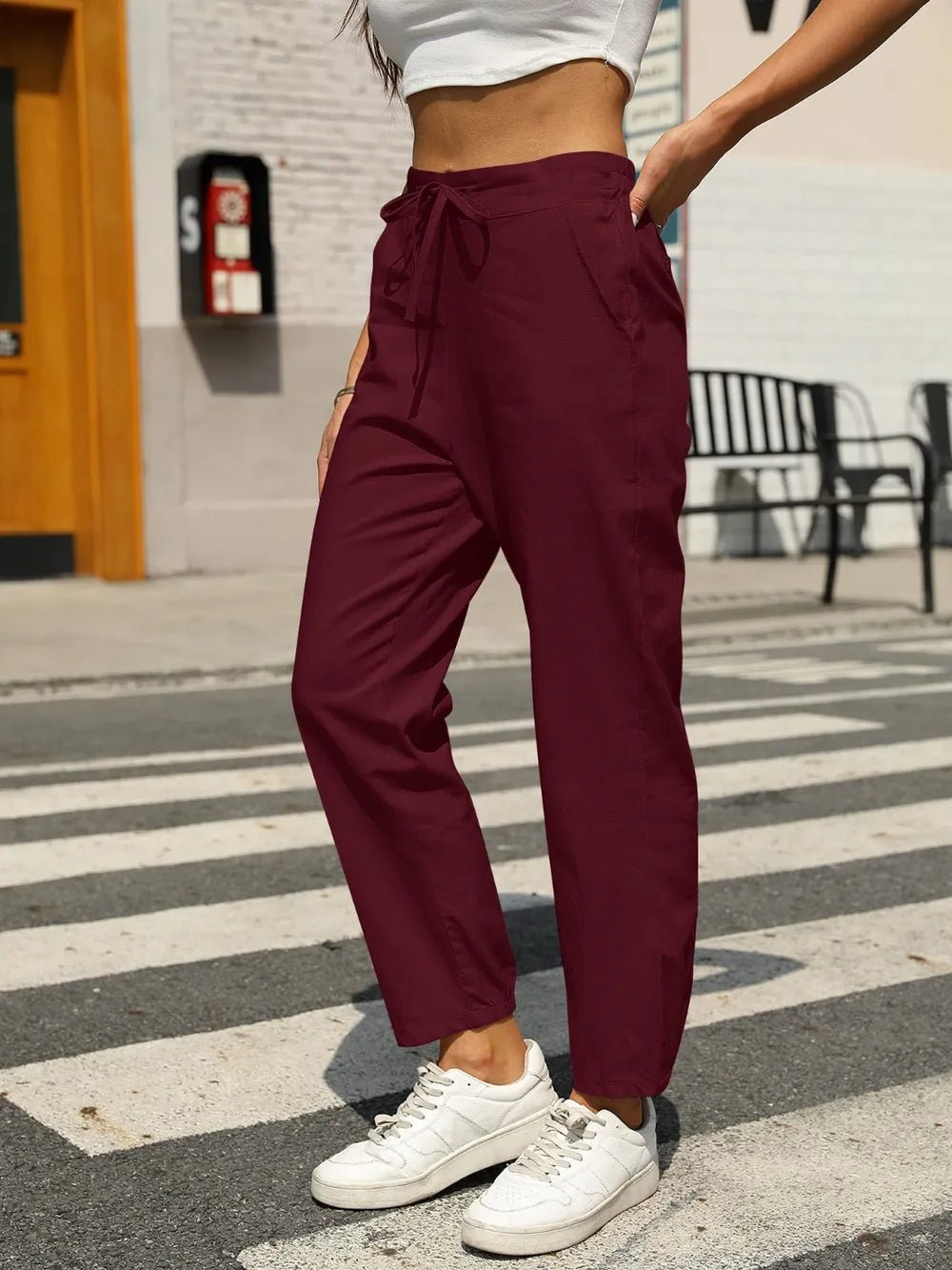 Elastic Waist Tapered Pants - adritiX