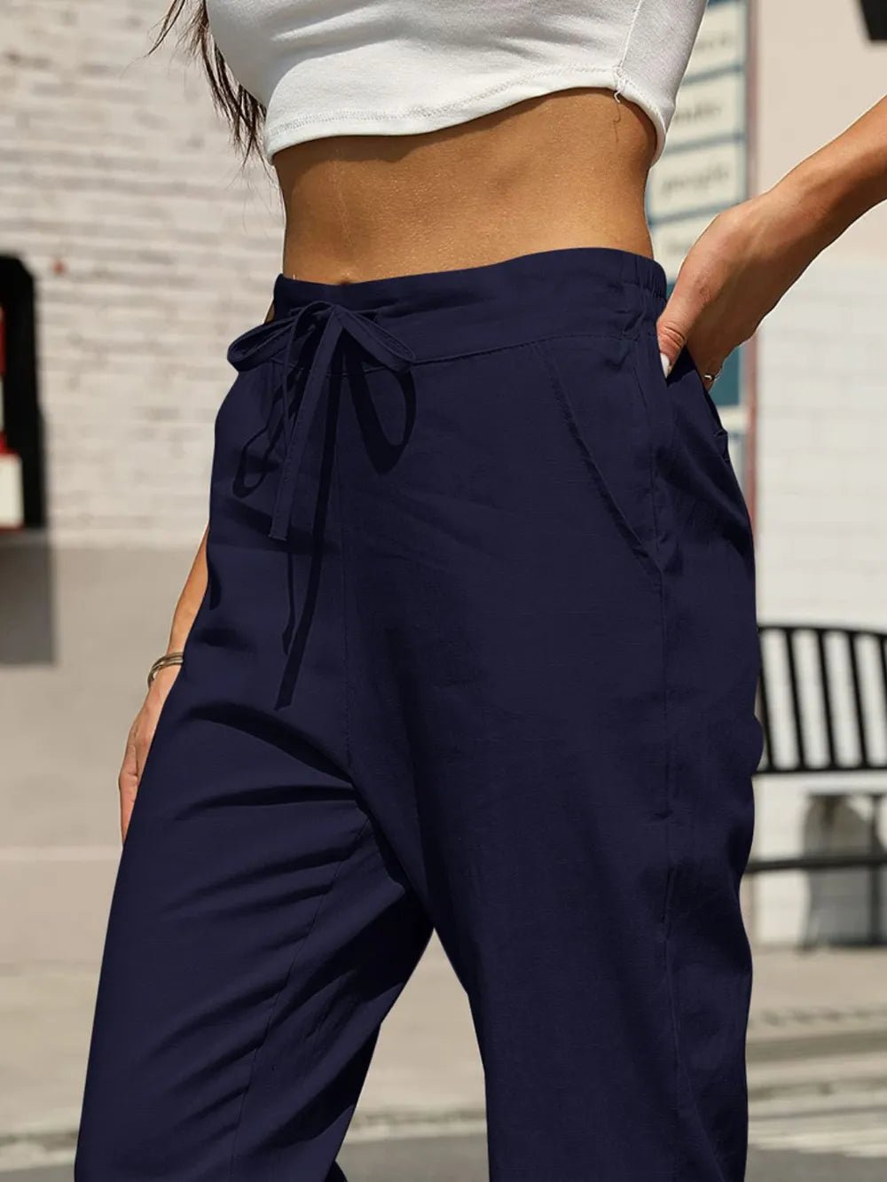Elastic Waist Tapered Pants - adritiX