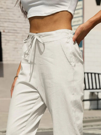 Elastic Waist Tapered Pants - adritiX
