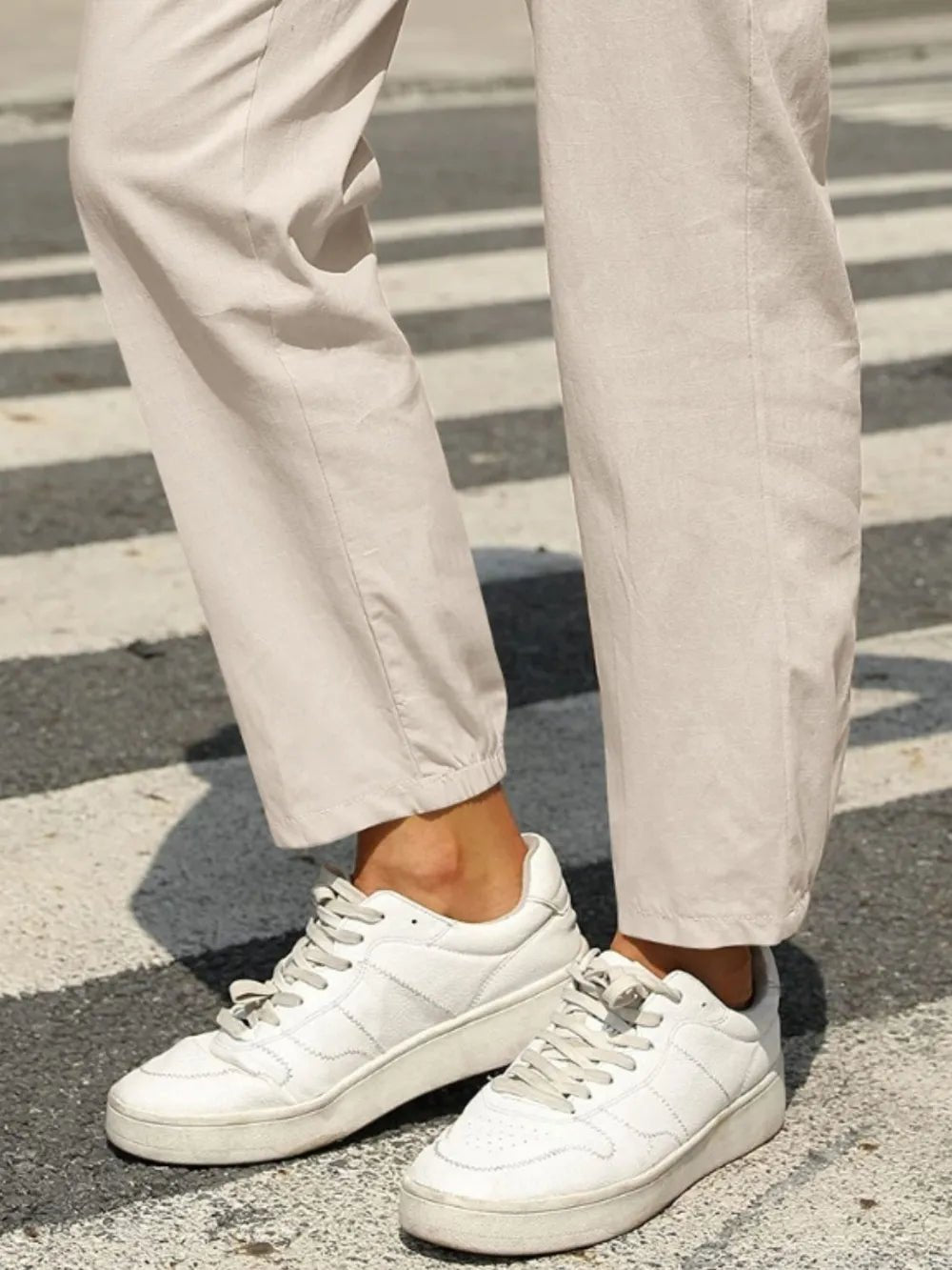 Elastic Waist Tapered Pants - adritiX