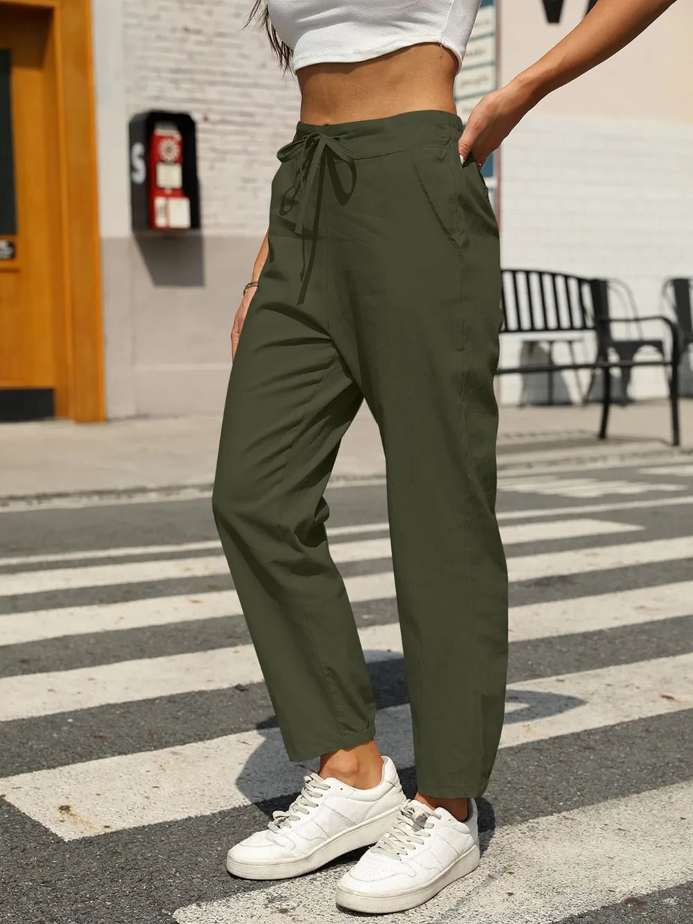 Elastic Waist Tapered Pants - adritiX