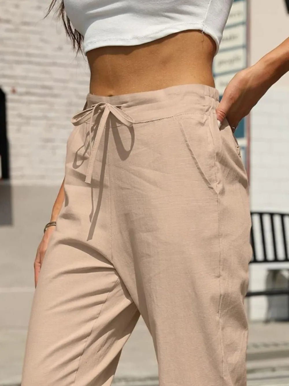 Elastic Waist Tapered Pants - adritiX