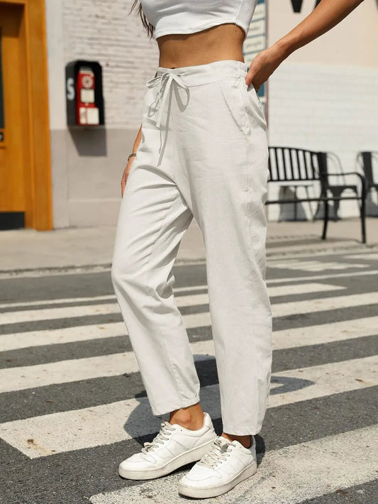 Elastic Waist Tapered Pants - adritiX