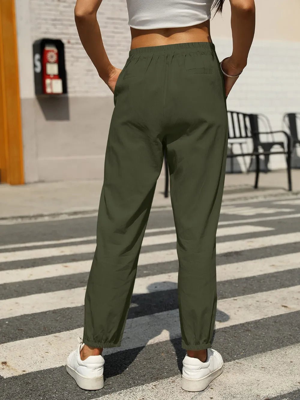 Elastic Waist Tapered Pants - adritiX