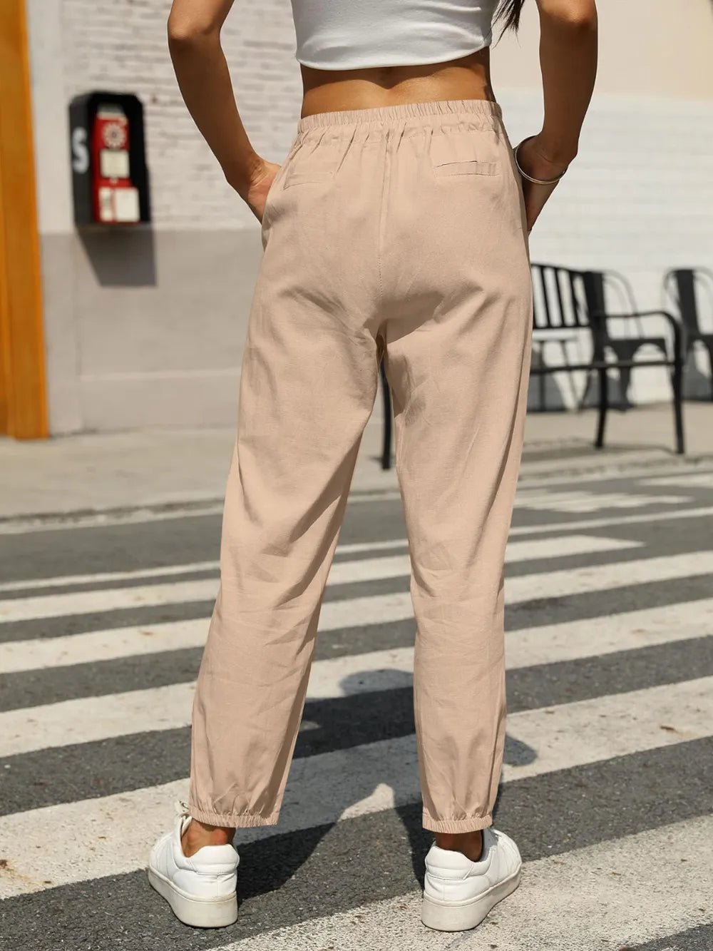 Elastic Waist Tapered Pants - adritiX