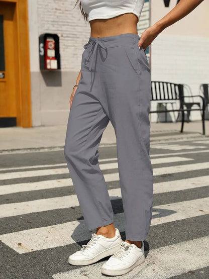 Elastic Waist Tapered Pants - adritiX