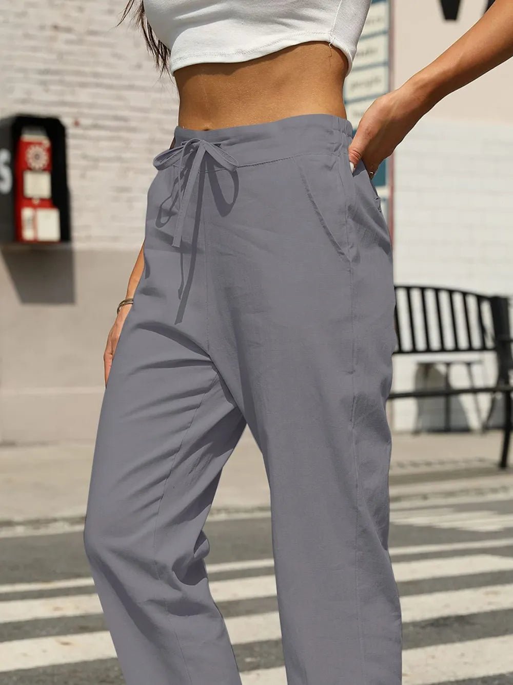 Elastic Waist Tapered Pants - adritiX