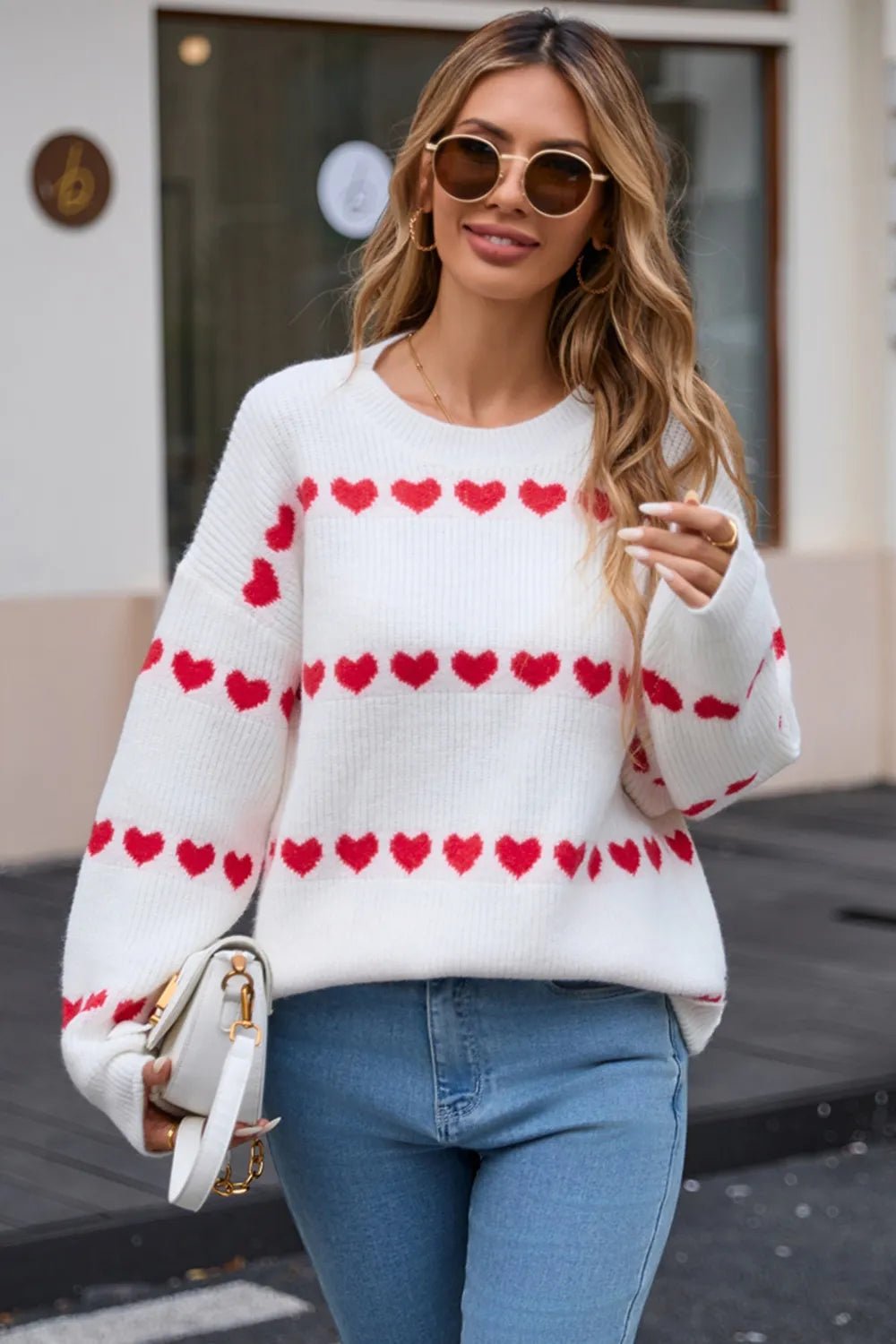 Elegant Angel Wings Heart Round Neck Long Sleeve Sweater - adritiX