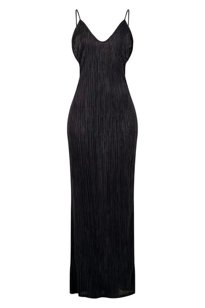 Elegant Backless Printed Maxi Cami Dress - adritiX