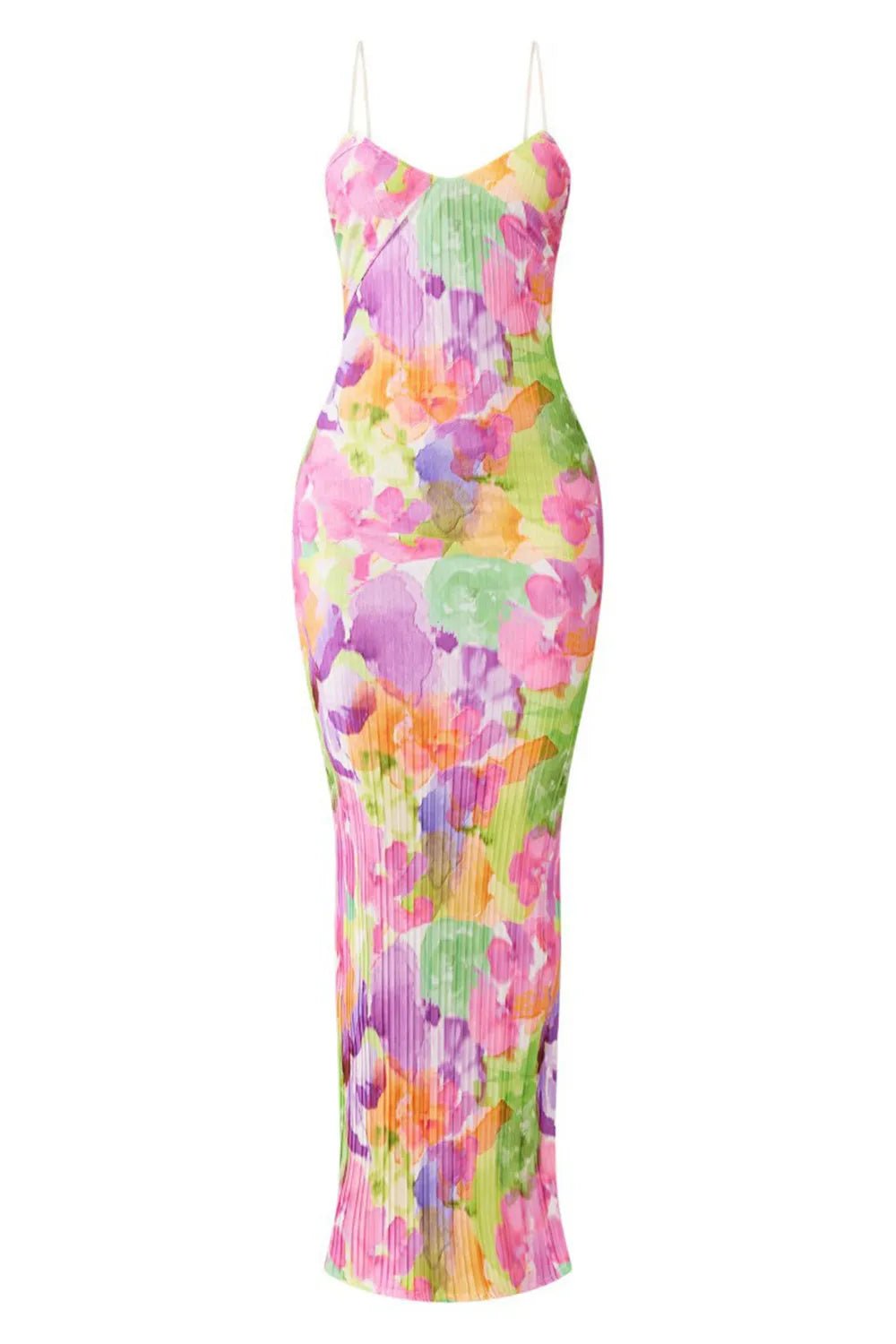 Elegant Backless Printed Maxi Cami Dress - adritiX