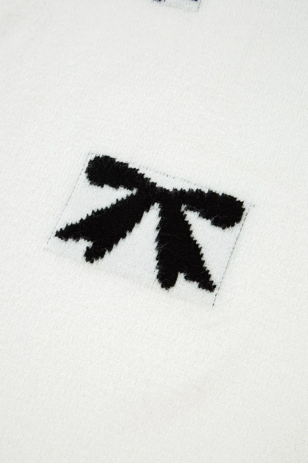 Elegant Bow Pattern Knit Short Sleeve Sweater - adritiX