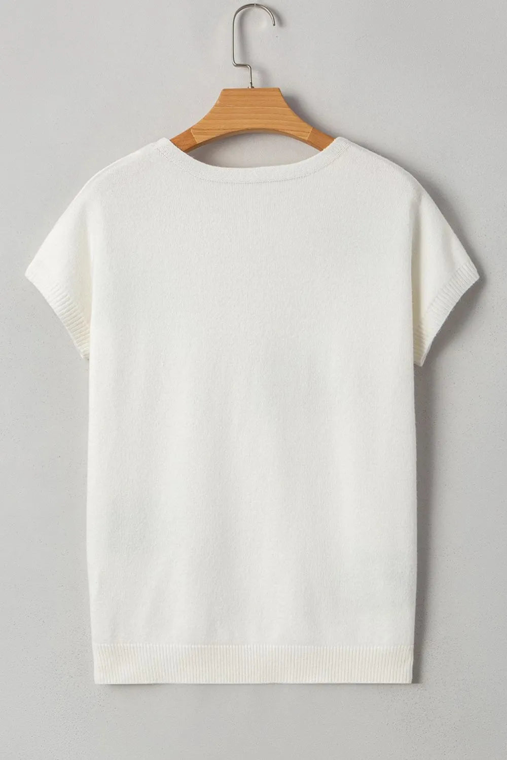 Elegant Bow Pattern Knit Short Sleeve Sweater - adritiX