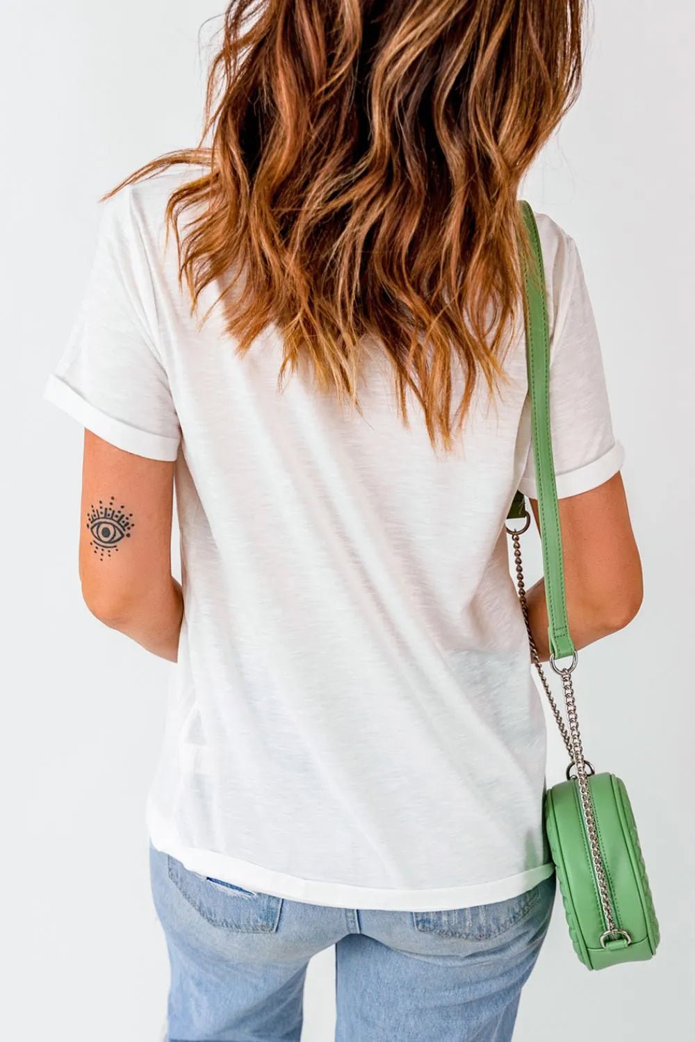 Elegant Checkered USA Graphic Round Neck Tee - adritiX