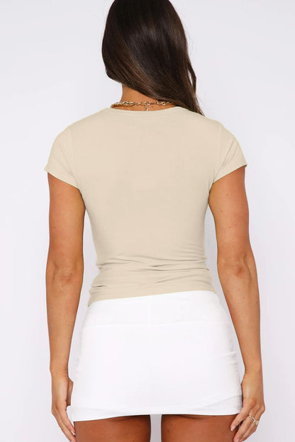 Elegant Crewneck Short Sleeve Tee - adritiX