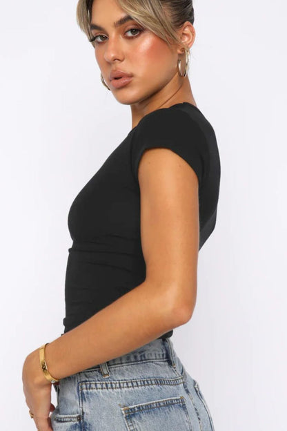Elegant Crewneck Short Sleeve Tee - adritiX
