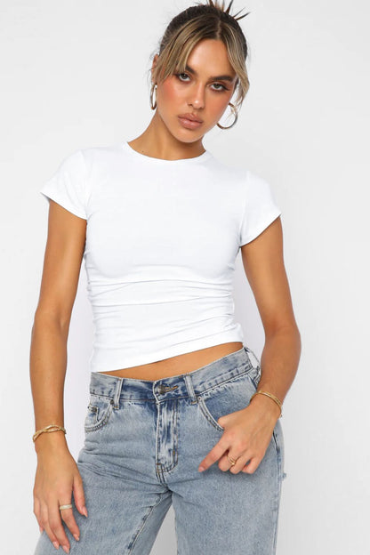 Elegant Crewneck Short Sleeve Tee - adritiX