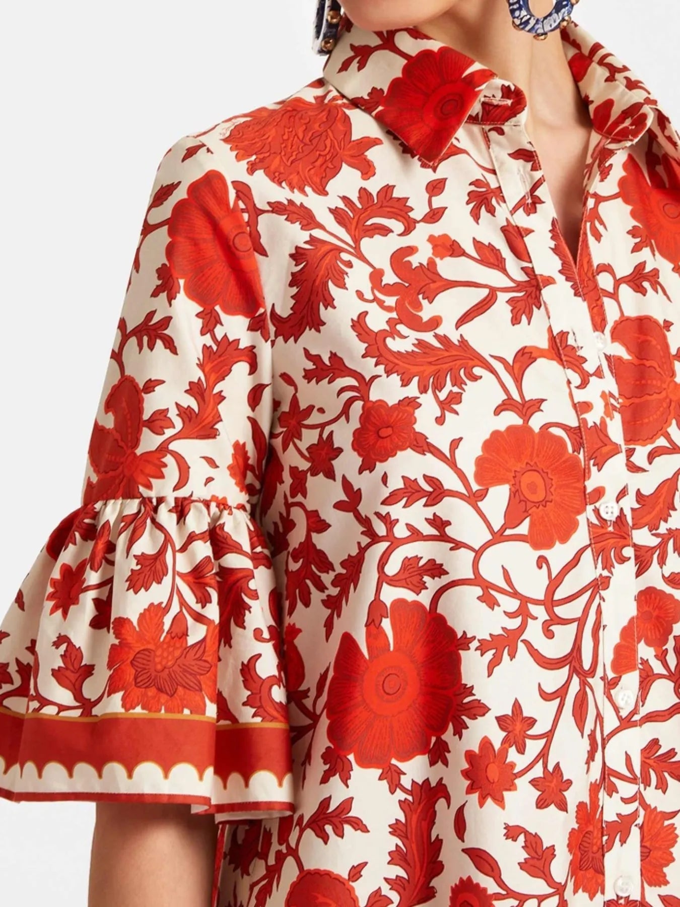 Elegant Floral Print Ruffle Sleeve Mini Dress - adritiX