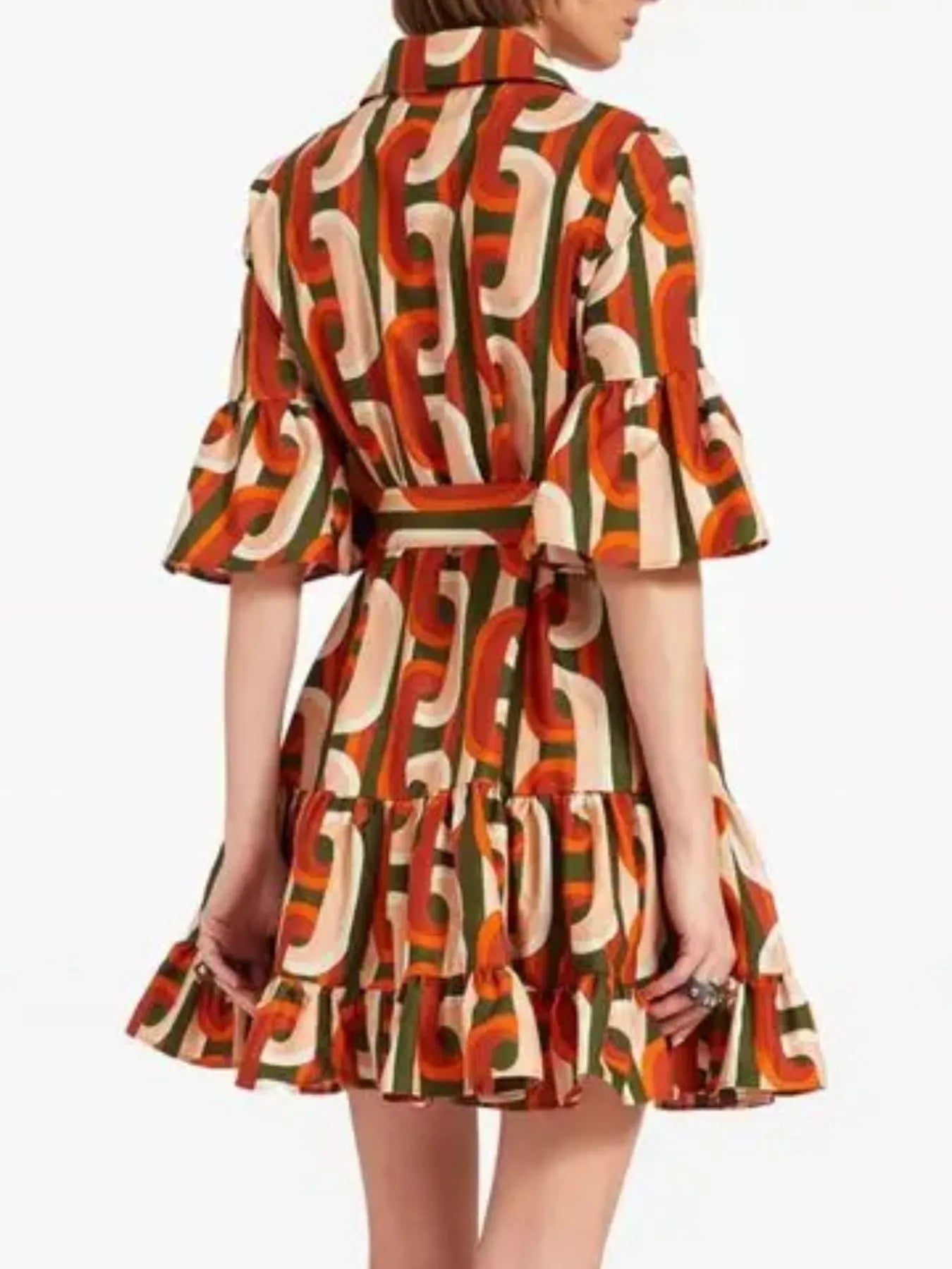 Elegant Floral Print Ruffle Sleeve Mini Dress - adritiX