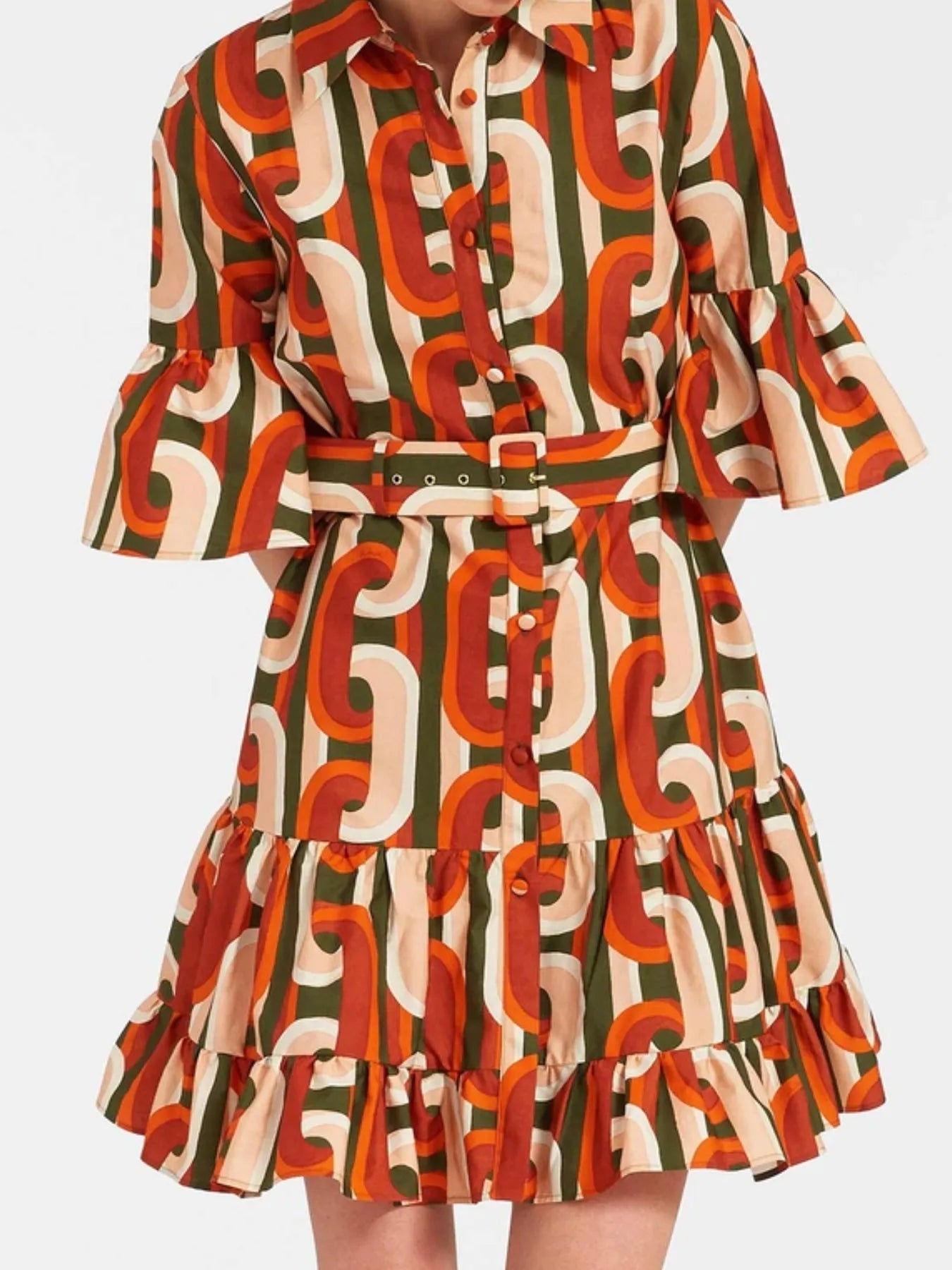 Elegant Floral Print Ruffle Sleeve Mini Dress - adritiX