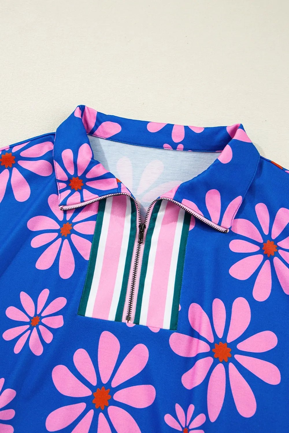 Elegant Floral Print Zip Collar Drawstring Summer Mini Dress - adritiX