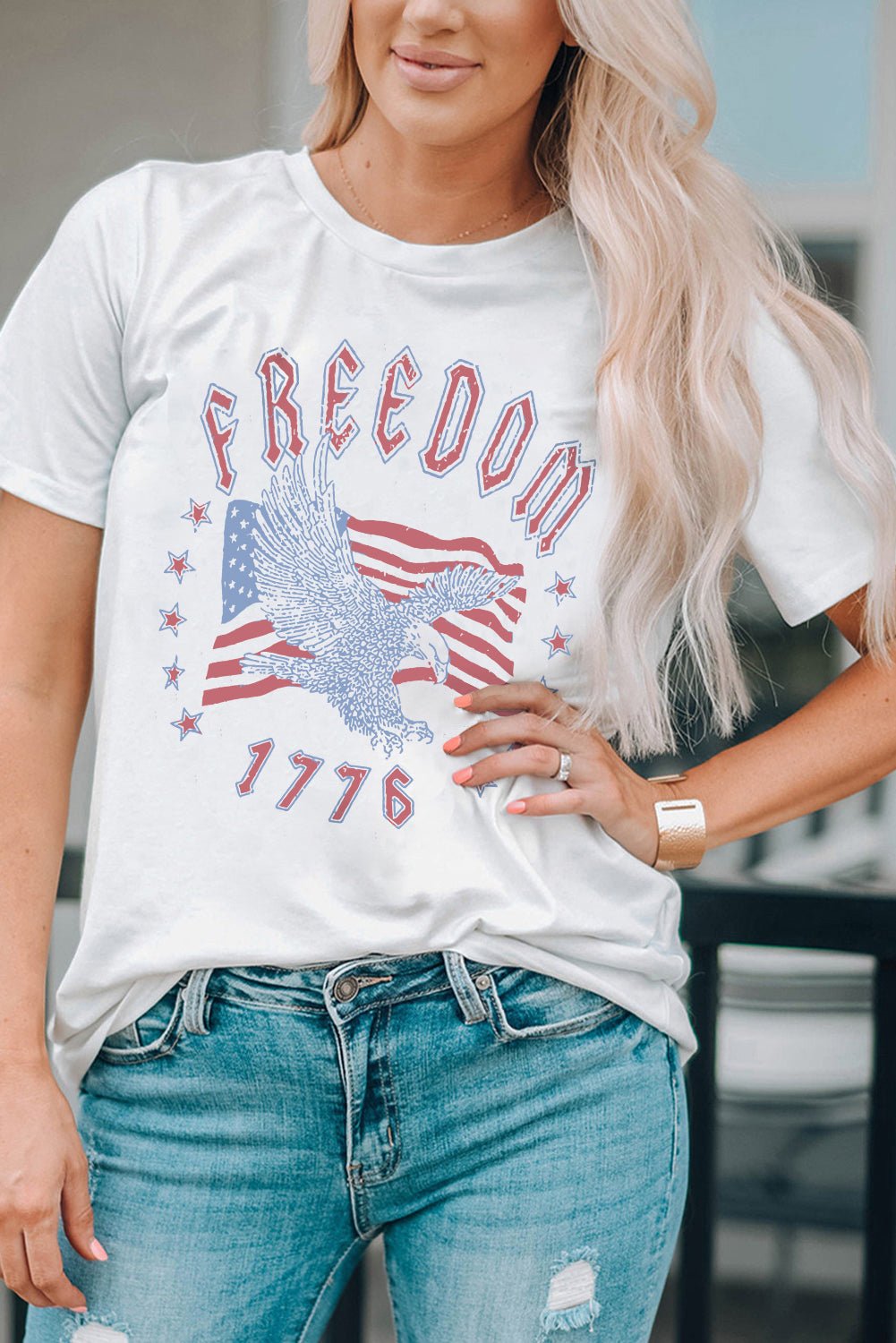Elegant FREEDOM 1776 Graphic Tee - adritiX
