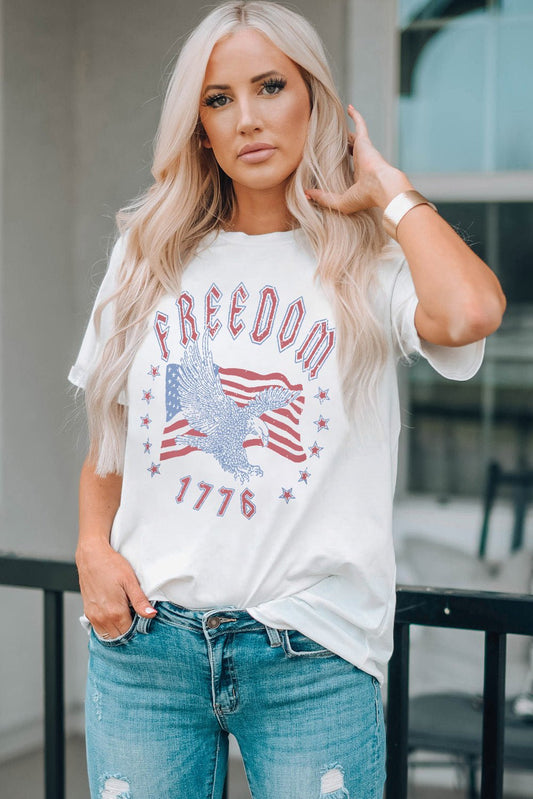 Elegant FREEDOM 1776 Graphic Tee - adritiX