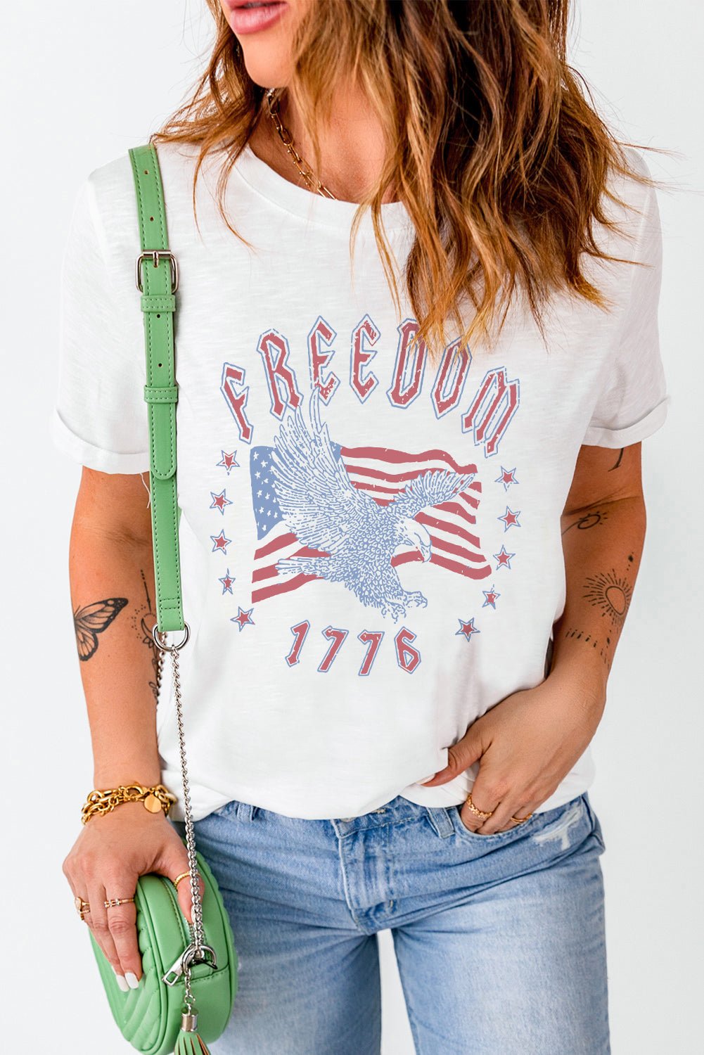Elegant FREEDOM 1776 Graphic Tee - adritiX