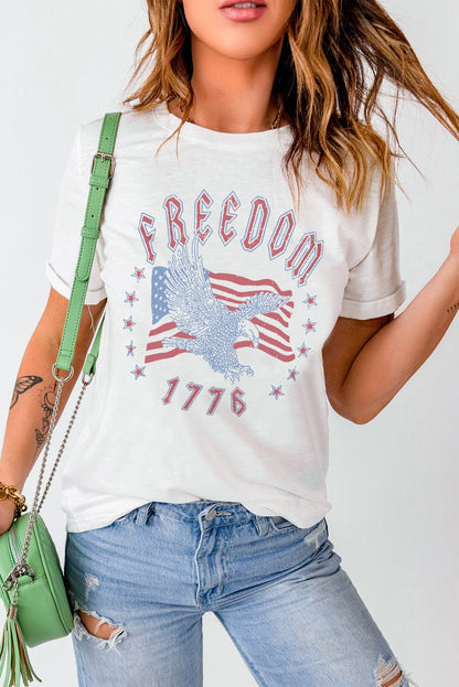 Elegant FREEDOM 1776 Graphic Tee - adritiX
