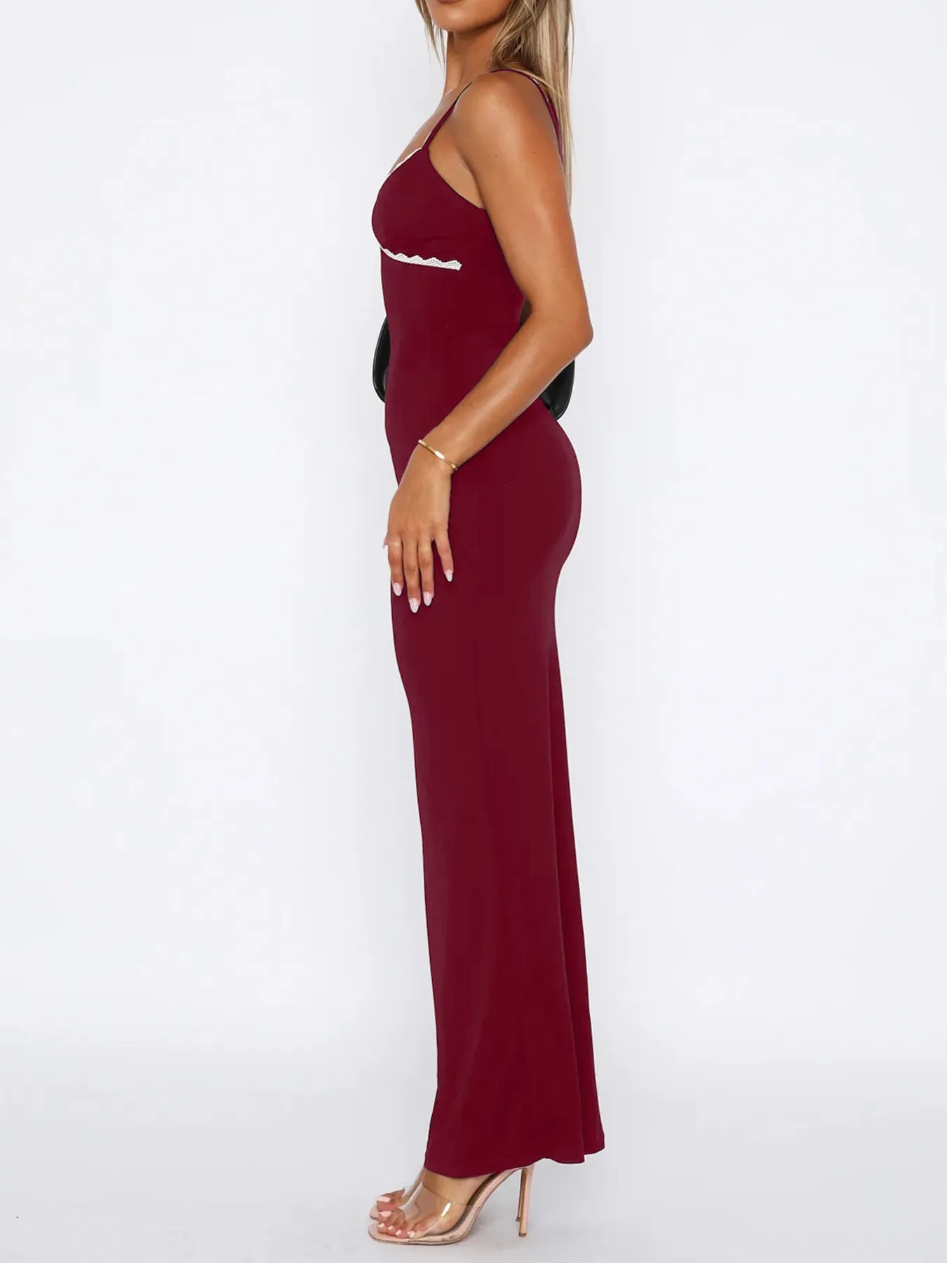 Elegant Lace Detail Slim Fit Bodycon Maxi Dress - adritiX