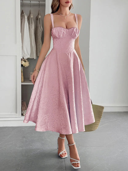 Elegant Lace - Up Sleeveless Midi Dress - adritiX