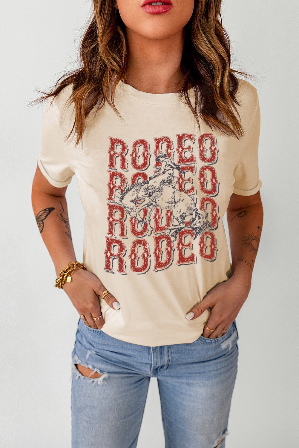 Elegant Letter Graphic Cuffed Tee Shirt - adritiX