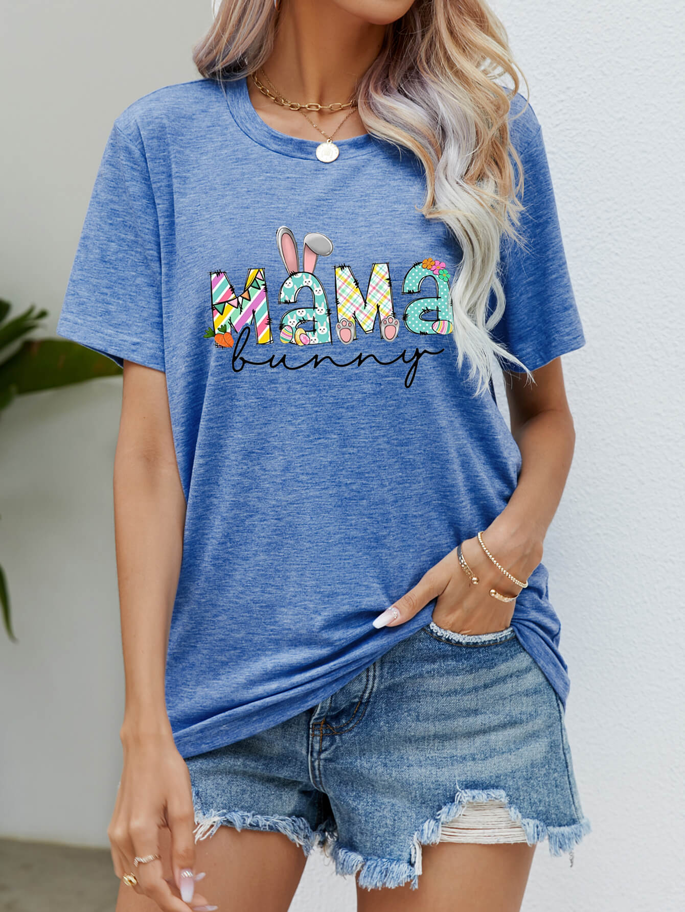 Elegant MAMA BUNNY Easter Graphic Tee - adritiX