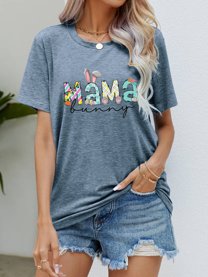 Elegant MAMA BUNNY Easter Graphic Tee - adritiX