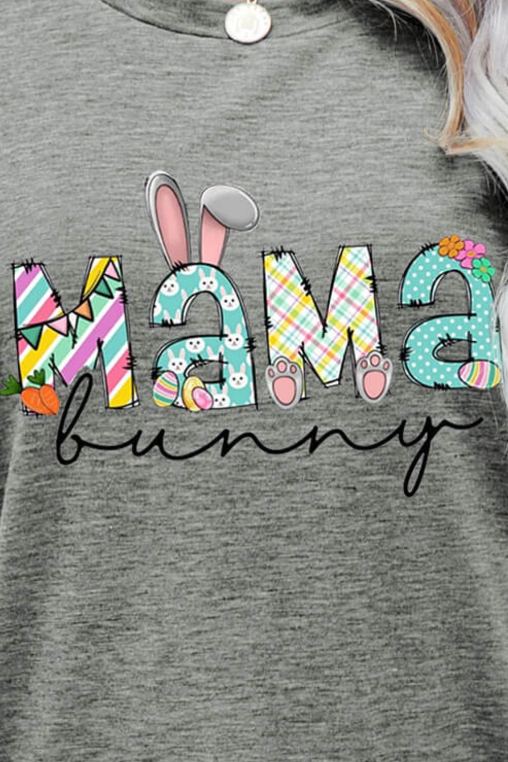 Elegant MAMA BUNNY Easter Graphic Tee - adritiX
