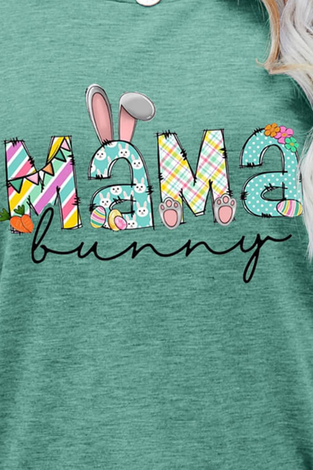 Elegant MAMA BUNNY Easter Graphic Tee - adritiX