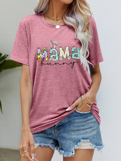 Elegant MAMA BUNNY Easter Graphic Tee - adritiX