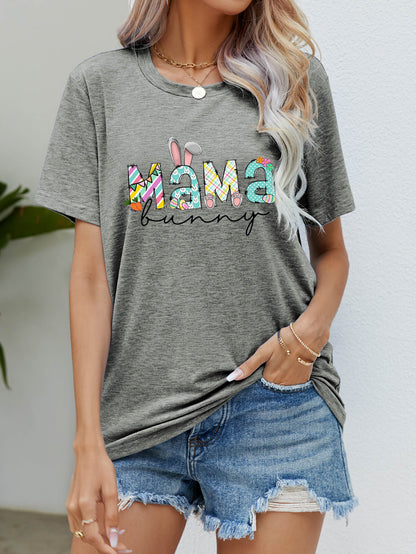 Elegant MAMA BUNNY Easter Graphic Tee - adritiX