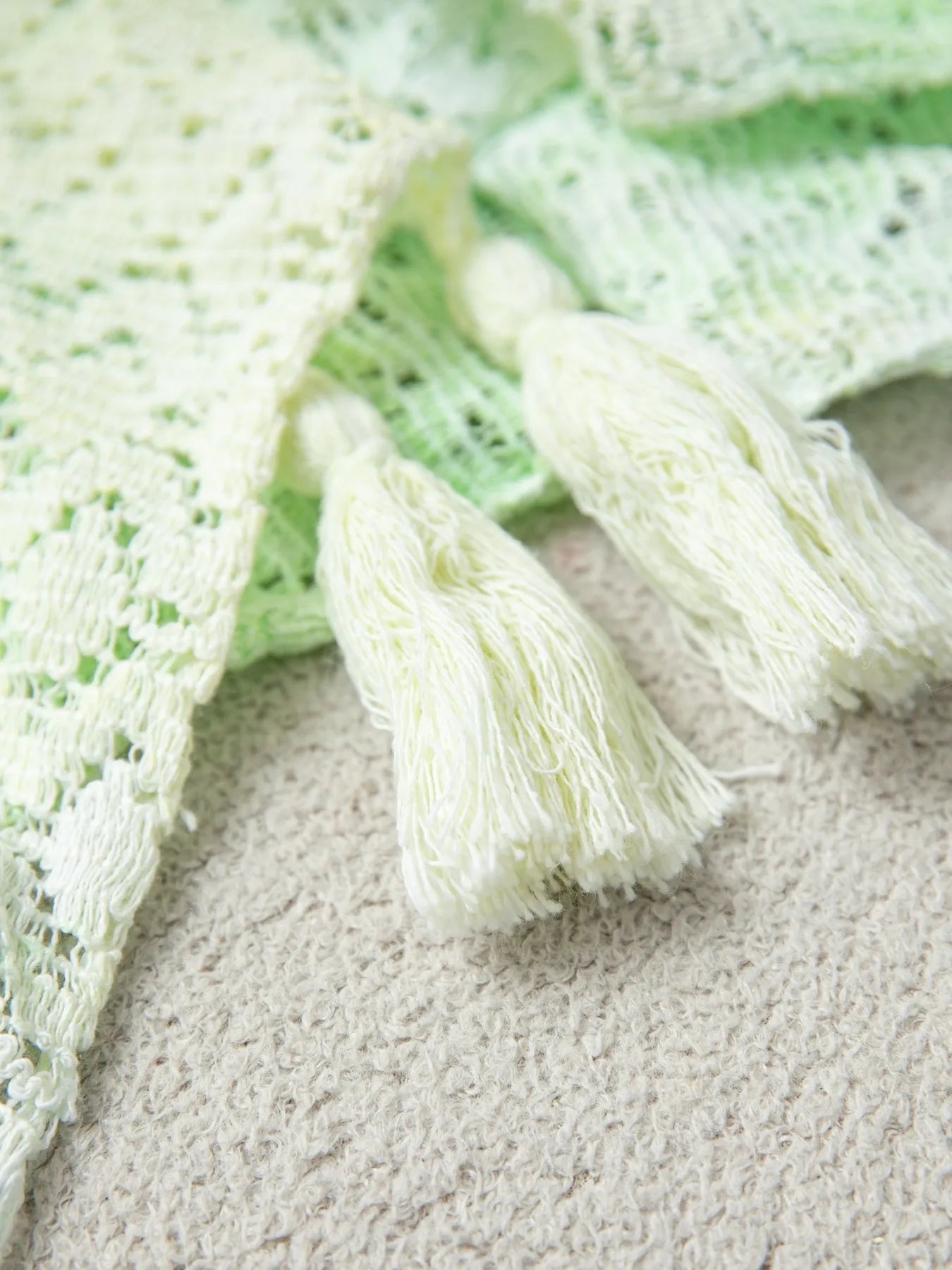 Elegant Openwork Tassel Gradient Knit Cover Up - adritiX