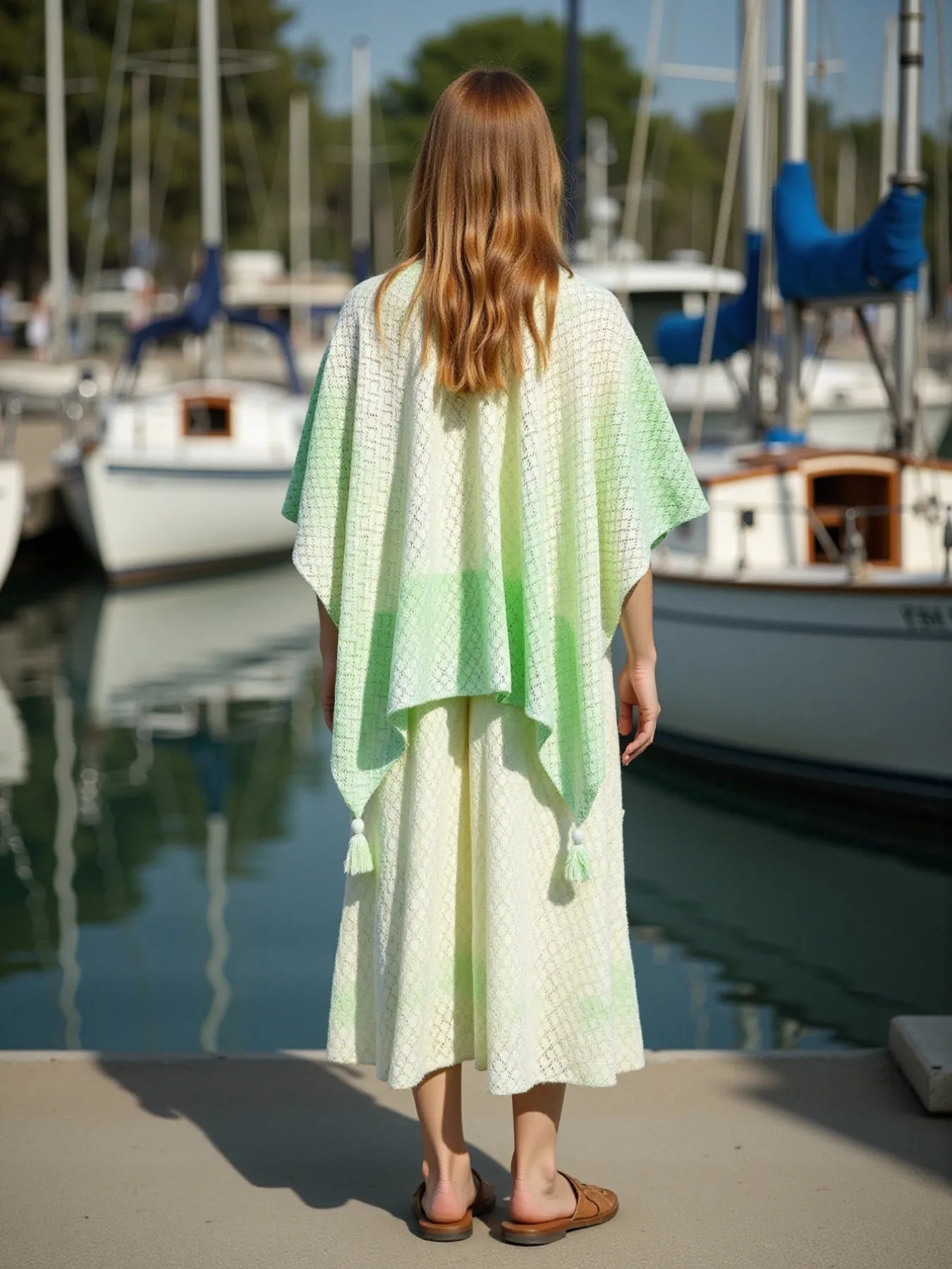Elegant Openwork Tassel Gradient Knit Cover Up - adritiX