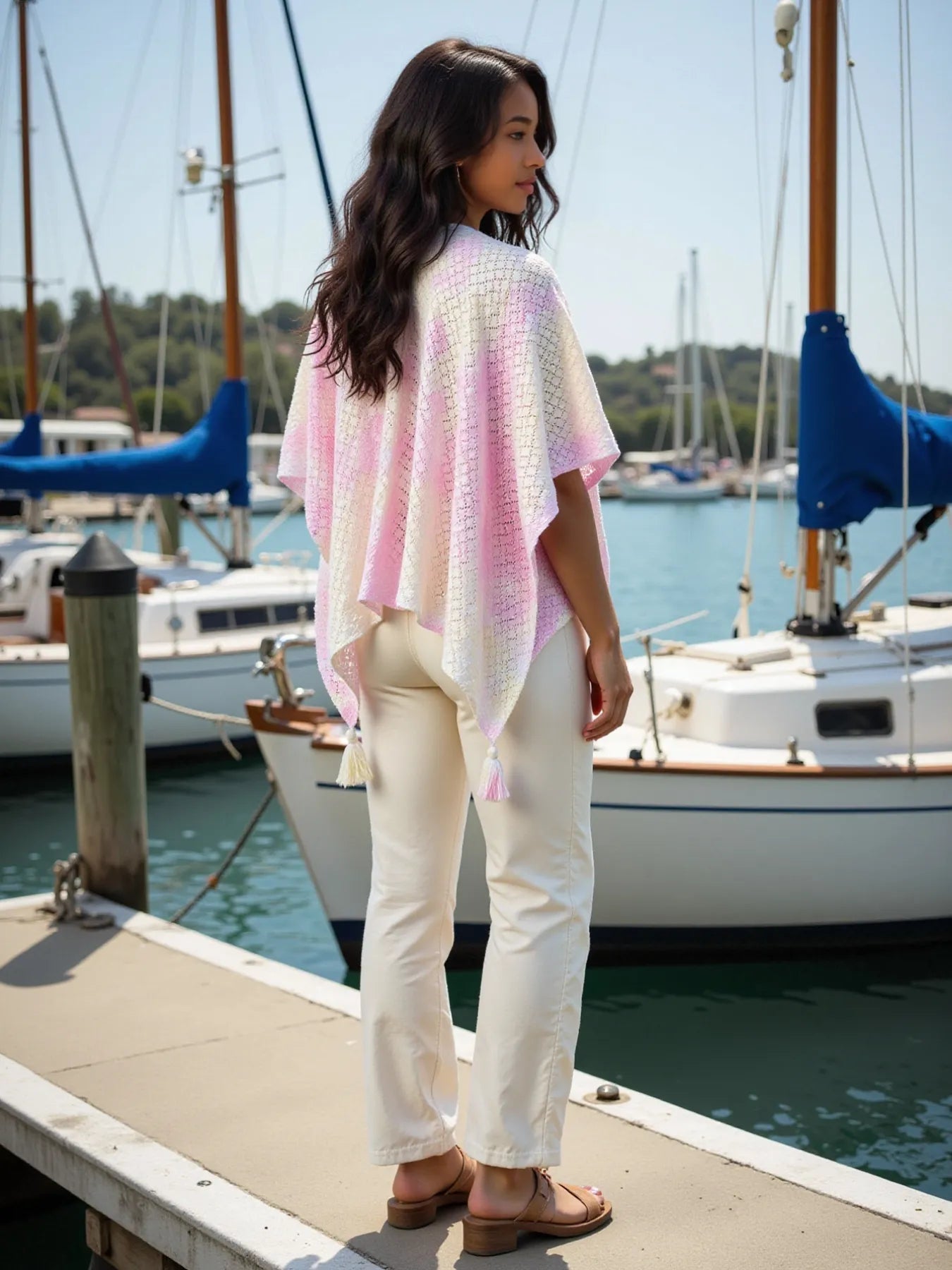 Elegant Openwork Tassel Gradient Knit Cover Up - adritiX