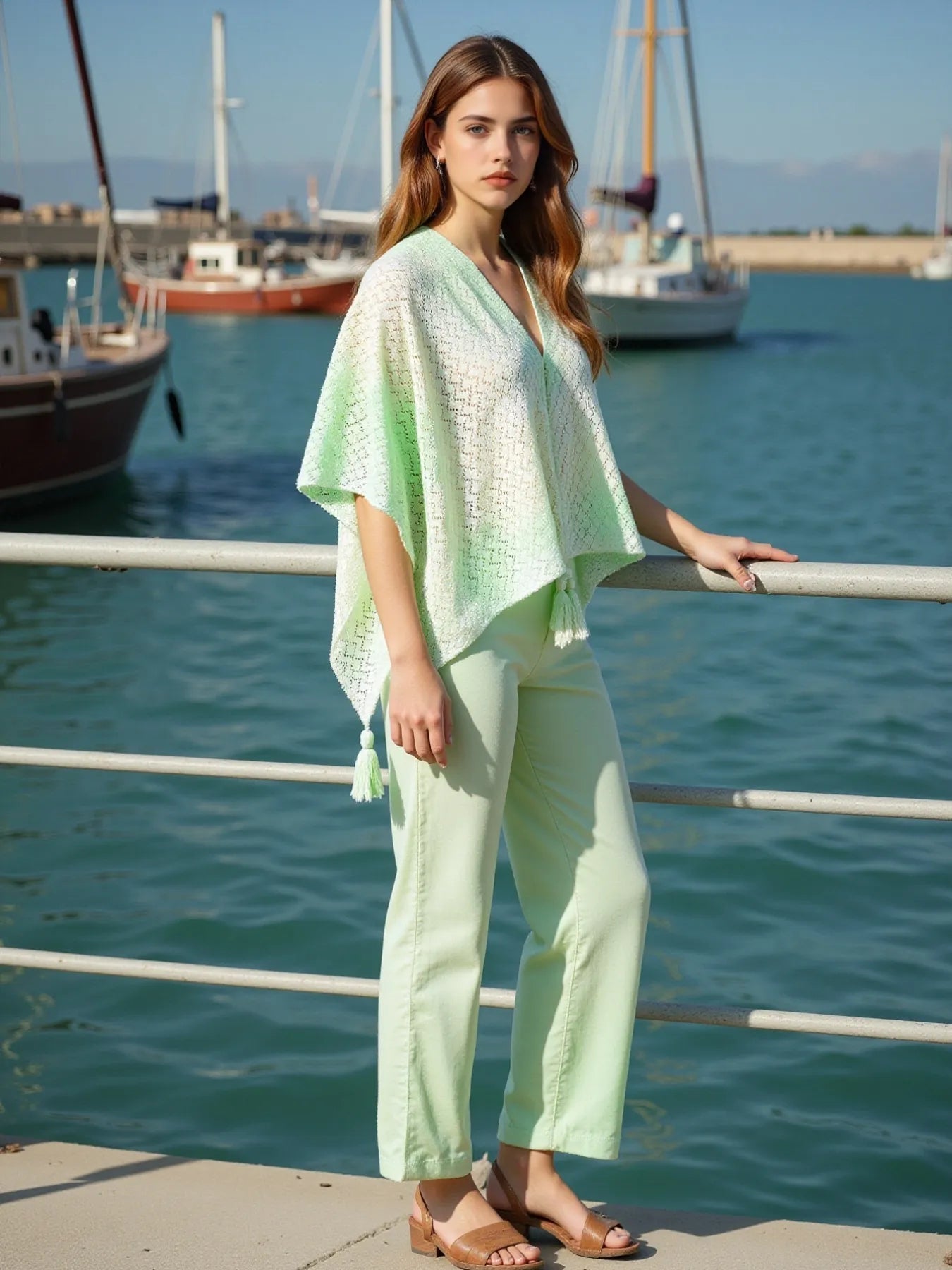 Elegant Openwork Tassel Gradient Knit Cover Up - adritiX