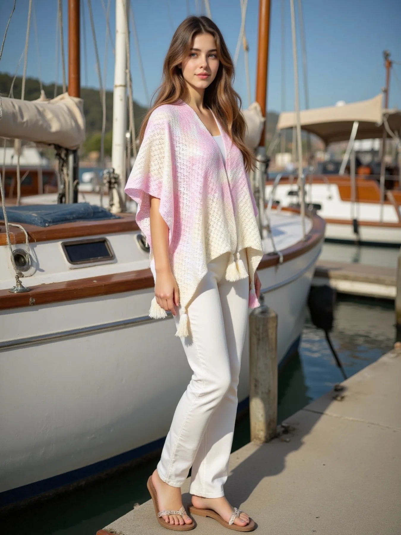 Elegant Openwork Tassel Gradient Knit Cover Up - adritiX