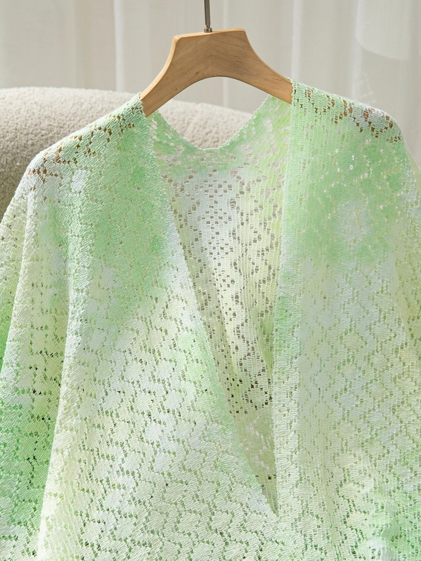 Elegant Openwork Tassel Gradient Knit Cover Up - adritiX