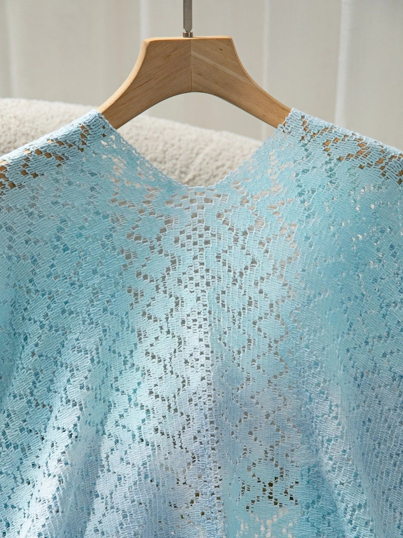 Elegant Openwork Tassel Gradient Knit Cover Up - adritiX