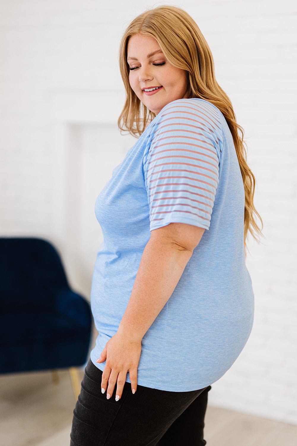 Elegant Plus Size V - Neck Raglan Sleeve Tee - adritiX