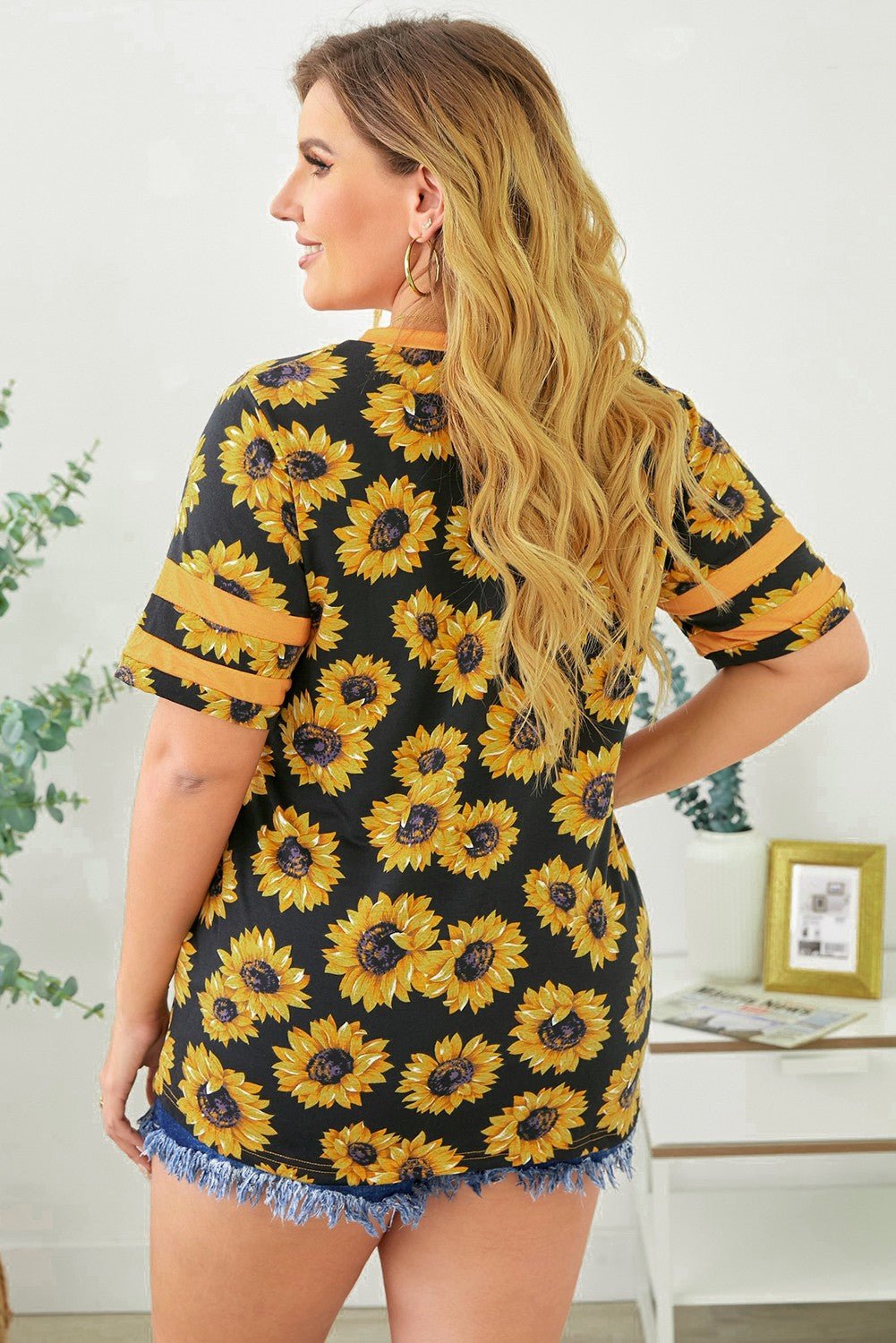 Elegant Plus Size V - Neck Tee Shirt - adritiX