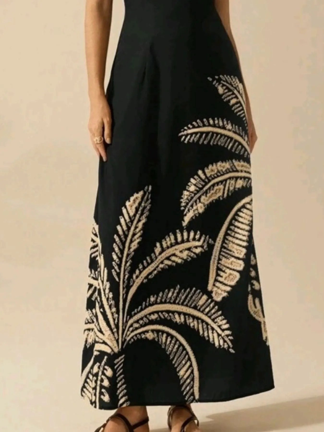 Elegant Printed Sleeveless Maxi Dress - adritiX