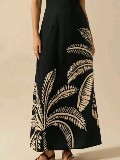 Elegant Printed Sleeveless Maxi Dress - adritiX