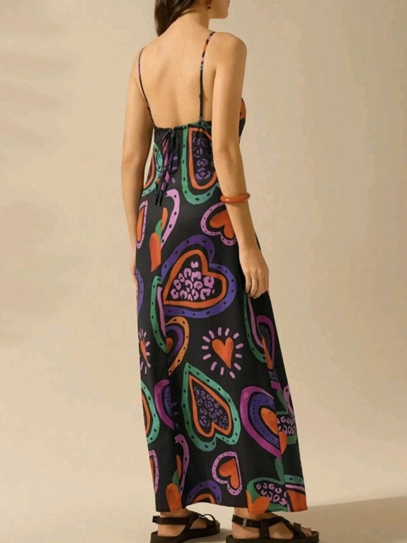 Elegant Printed Sleeveless Maxi Dress - adritiX