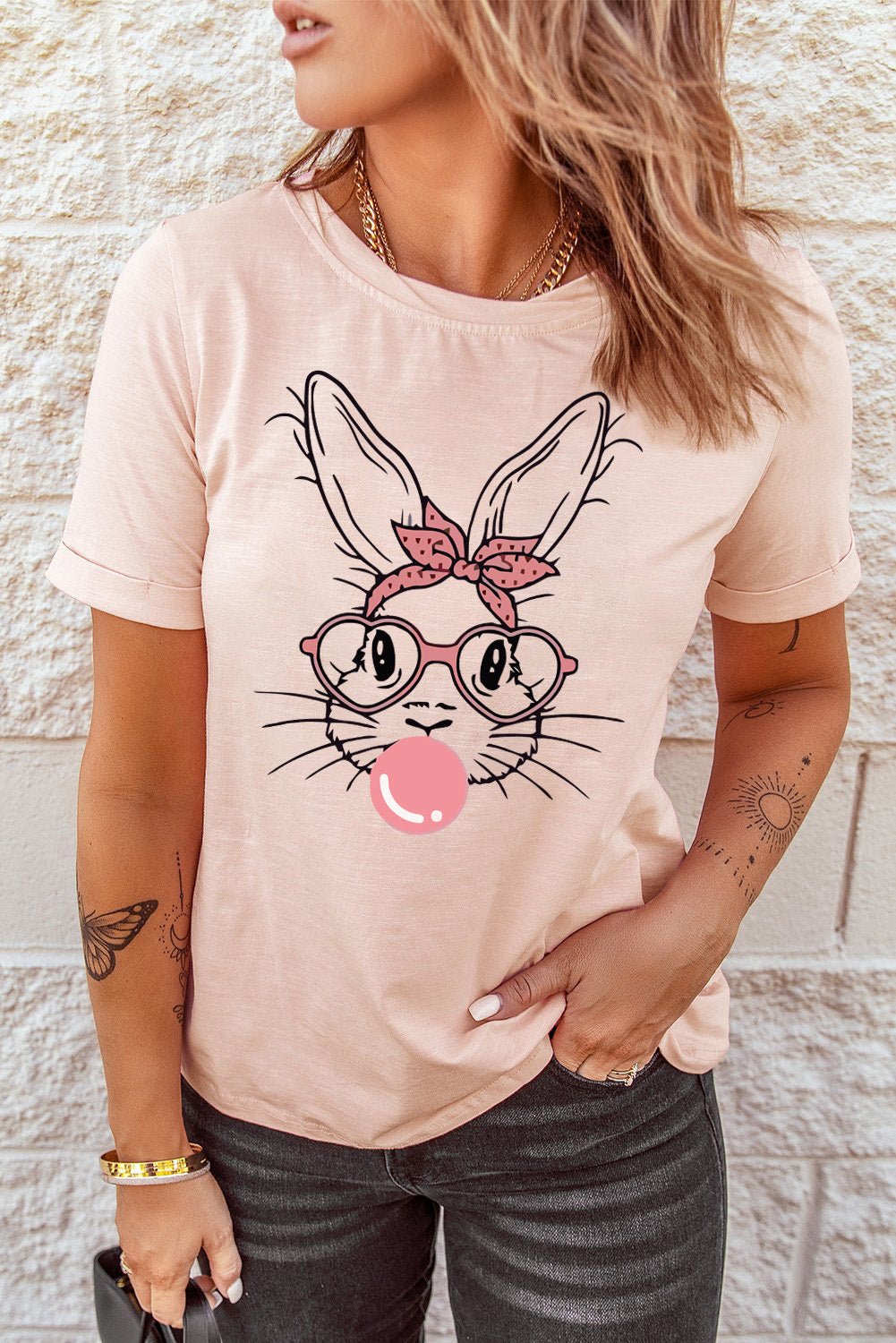 Elegant Rabbit Graphic Easter Tee Shirt - adritiX